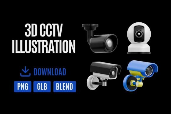 3D Icon CCTV Security Camera Set 03