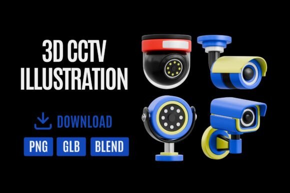 3D Icon CCTV Security Camera Set 05: Elevating Digital Visuals with High-Fidelity Surveillance Assets