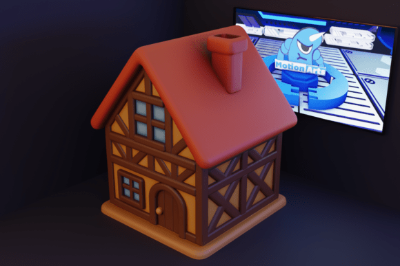 Cartoon Wooden House: 3D Print Charm