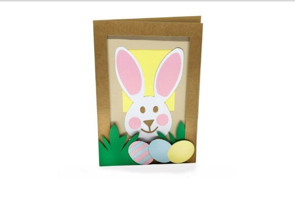Celebrate Spring with a Bunny Easter Card Layered 3D Cut File with Eggs