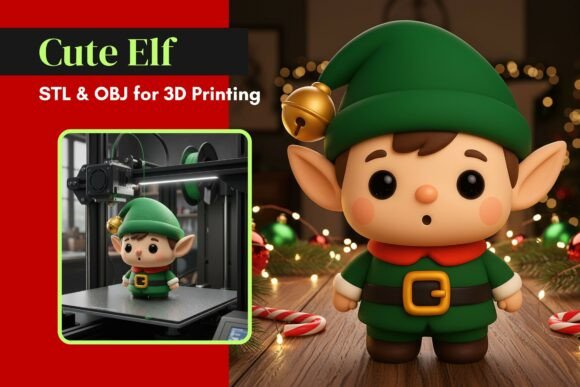 Cute Christmas Elf 3D Print: Bringing Kawaii Holiday Magic to Your Home