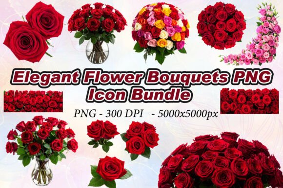 Elevate Your Visual Storytelling with Elegant Flower Bouquets PNG and High-Resolution 3D Icons