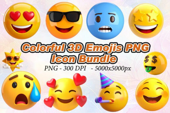 Elevate Your Visuals with High-Resolution Colorful 3D Emojis PNG