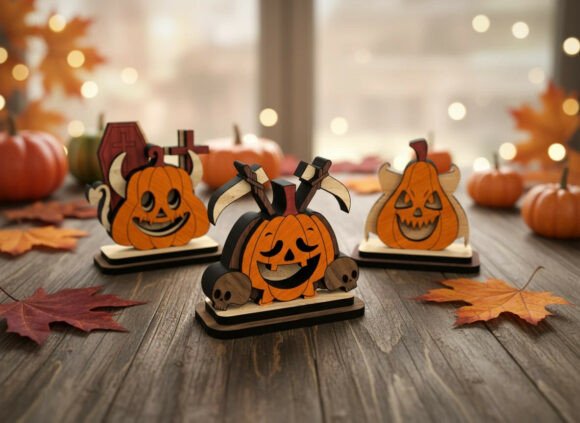 Halloween Pumpkin Figurines SVG Set of 3