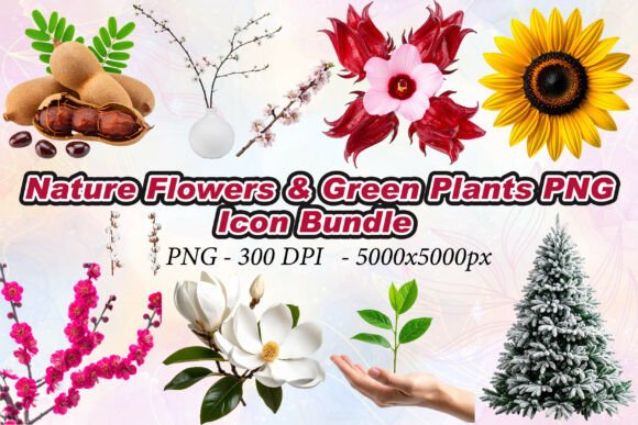 Nature Flowers Green Plants PNG: Elevating Design with High-Resolution 3D Assets