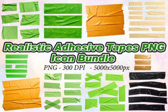 Realistic Adhesive Tapes PNG for Modern Design Projects
