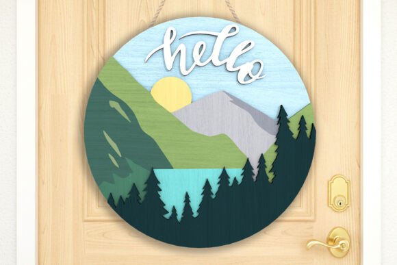 Transforming Spaces with Digital Craftsmanship: A Guide to the Hello Mountain Landscape Layered Door Sign