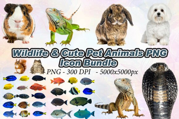 Wildlife Cute Pet Animals PNG: High-Res 3D Icons
